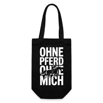  Ohne Pferd Ohne Mich Reiter Reiterin - Geschenkbeutel für Flaschen - Schwarz - Vorne