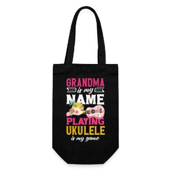 Grand-mère est mon nom Jouer du ukulélé est mon jeu - Sac à bouteille - noir - Devant