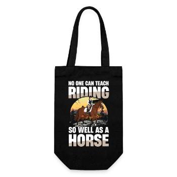 Niemand Lehrt Reiten So Gut Wie Ein Pferd Reiterin - Geschenkbeutel für Flaschen - Schwarz - Vorne