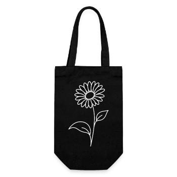 Botanische Blume mit feinen Blättern - Geschenkbeutel für Flaschen - Schwarz - Vorne