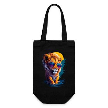 Mignon bébé lion - Sac à bouteille - noir - Devant