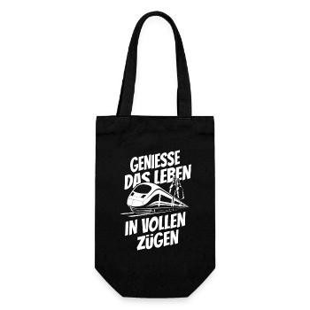 Genieße das Leben in vollen Zügen - Bierflasche - Geschenkbeutel für Flaschen - Schwarz - Vorne