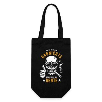 Ich muss garnichts, ich bin in Rente - Rentner - Geschenkbeutel für Flaschen - Schwarz - Vorne
