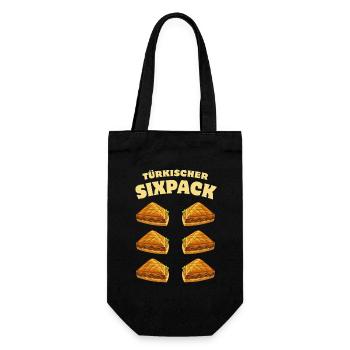 Baklava - Türkischer Sixpack - Süßspeise - Spruch - Geschenkbeutel für Flaschen - Schwarz - Vorne