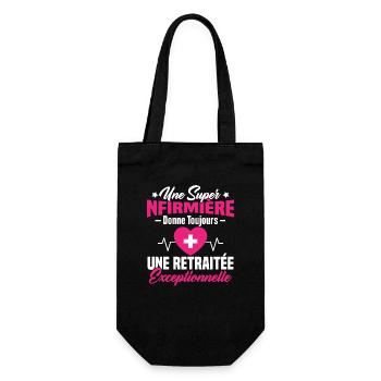 Retraite infirmière, Cadeau future retraitée - Sac à bouteille - noir - Devant