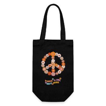 Peace Sign Make Love Not War - Geschenkbeutel für Flaschen - Schwarz - Vorne