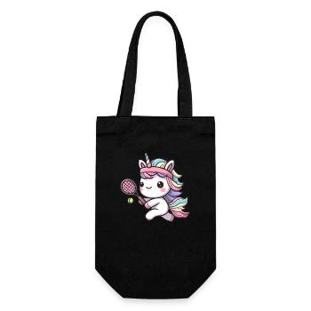 Cute Unicorn as Tennis Tennis Player - Lust - Gift Bag for Bottles - black - Front