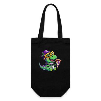 Mardi Gras T-Rex, Dinosaur Carnival, Colorful - Gift Bag for Bottles - black - Front
