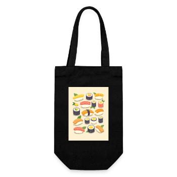 Vibrant Sushi Assortment Illustration - Gift Bag for Bottles - black - Front