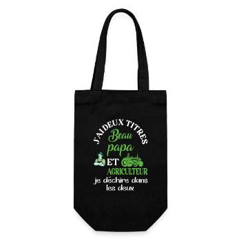 J'ai deux titres beau papa agriculteur t-shirt - Sac à bouteille - noir - Devant