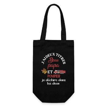 J'ai deux titres beau papa et pompier t-shirt - Sac à bouteille - noir - Devant