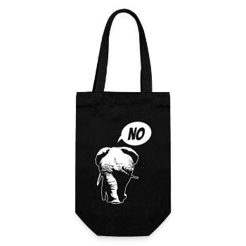 Nein, ich muss garnichts - Elefant - Spruch - Geschenkbeutel für Flaschen - Schwarz - Vorne