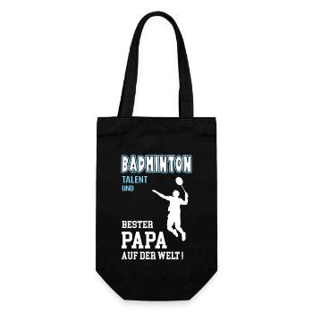 Badminton Bester Papa Vater Vatertag Geburtstag - Geschenkbeutel für Flaschen - Schwarz - Vorne