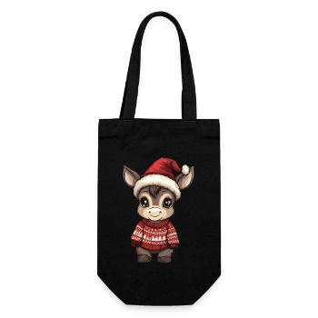 Esel Weihnachten - Geschenkbeutel für Flaschen - Schwarz - Vorne