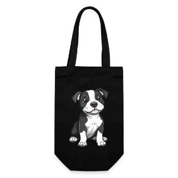 Pitbul Terrier Chien Bande Dessinée Mignon Fosse - Sac à bouteille - noir - Devant