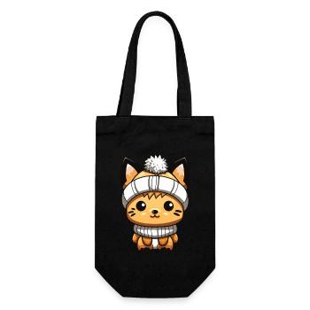 Fuchs Winter Tier Baby Comic - Geschenkbeutel für Flaschen - Schwarz - Vorne