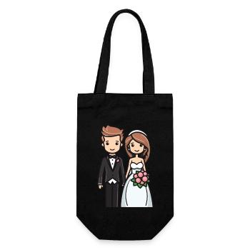 Mariée, Marié, Jeunes mariés, Mariage - Sac à bouteille - noir - Devant