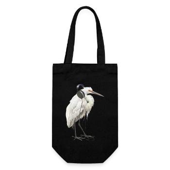 Reiher Vogel - Geschenkbeutel für Flaschen - Schwarz - Vorne