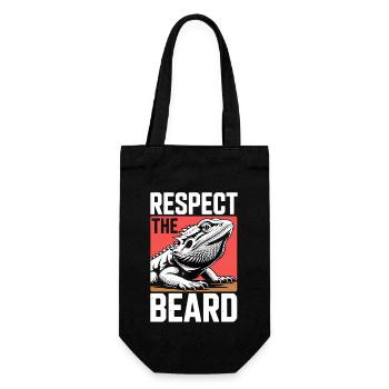 Respect the Beard! Bartagame Reptil Terraristik - Geschenkbeutel für Flaschen - Schwarz - Vorne