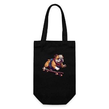 Cool Bulldog Skateboarder in Action - Gift Bag for Bottles - black - Front