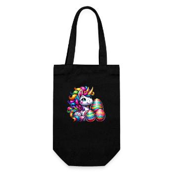 Easter Unicorn & Colorful Eggs - Gift Bag for Bottles - black - Front