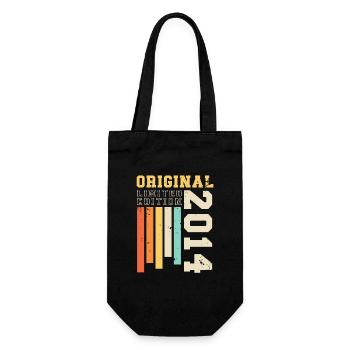 Original 2014 Jahrgang Retro Geburtstag Geschenk - Geschenkbeutel für Flaschen - Schwarz - Vorne