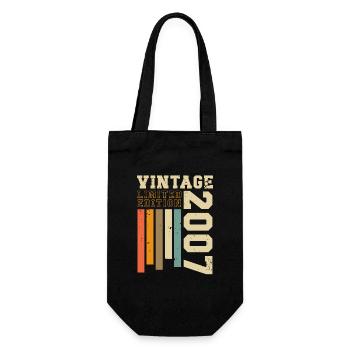 Vintage 2007 Jahrgang Retro Geburtstag Geschenk - Geschenkbeutel für Flaschen - Schwarz - Vorne