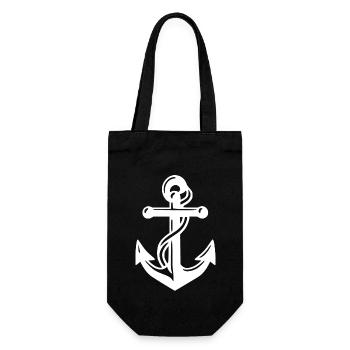 Ancre de navire en blanc avec corde Sea Lake Ocean - Sac à bouteille - noir - Devant
