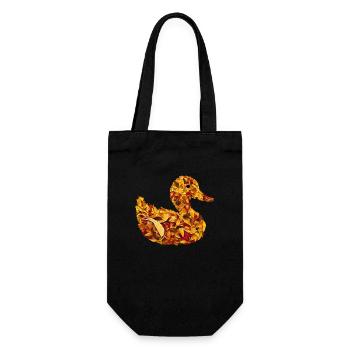 Ente Herbstlich Herbstlaub - Geschenkbeutel für Flaschen - Schwarz - Vorne