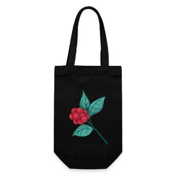 Zweig mit roten Beeren - Geschenkbeutel für Flaschen - Schwarz - Vorne