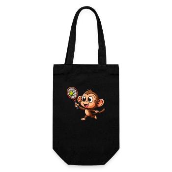Monkeys in tennis and badminton duel - Funnier - Gift Bag for Bottles - black - Front