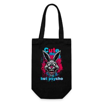 Cute But Psycho Hase - Geschenkbeutel für Flaschen - Schwarz - Vorne