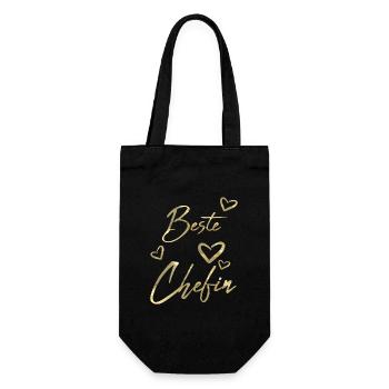 Beste Chefin - Geschenkbeutel für Flaschen - Schwarz - Vorne