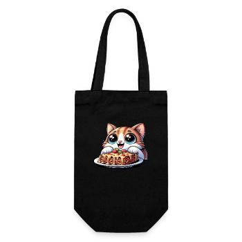 Lasagne-Liebende Katze - Geschenkbeutel für Flaschen - Schwarz - Vorne
