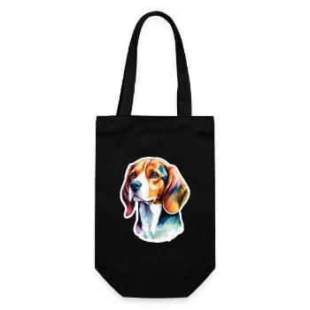 Beagle Watercolors - Gift Bag for Bottles - black - Front