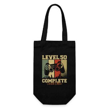 Level 50 Freigeschaltet 50 Geburtstag Geschenk - Geschenkbeutel für Flaschen - Schwarz - Vorne