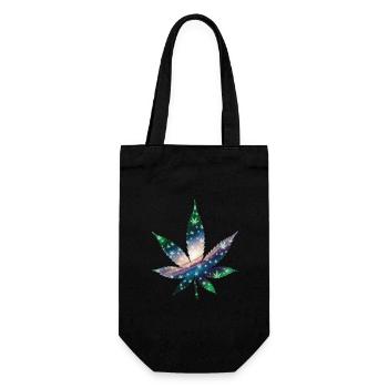 Galaxy Hanfblatt - Cannabis - Weed - Geschenkbeutel für Flaschen - Schwarz - Vorne