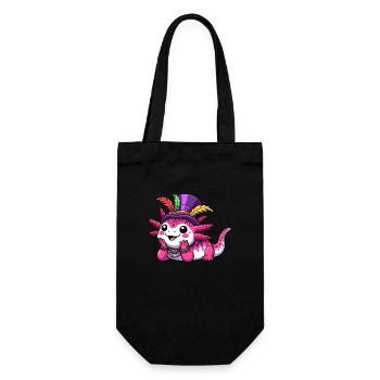Mardi Gras Axolotl: Karnevals-Freude - Geschenkbeutel für Flaschen - Schwarz - Vorne