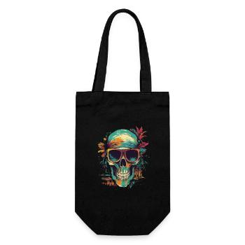 Crâne tropical avec lunettes de soleil avec fleurs - Sac à bouteille - noir - Devant