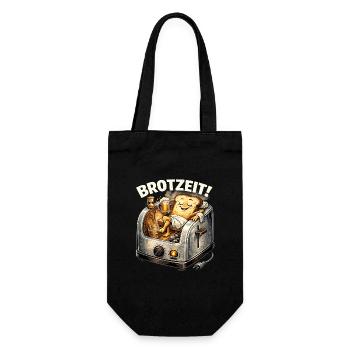 Brotzeit! Lustiges Toast Humor Shirt - Geschenkbeutel für Flaschen - Schwarz - Vorne