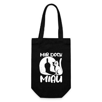 Mir doch Miau - Katze Mittelfinger Spruch - Geschenkbeutel für Flaschen - Schwarz - Vorne