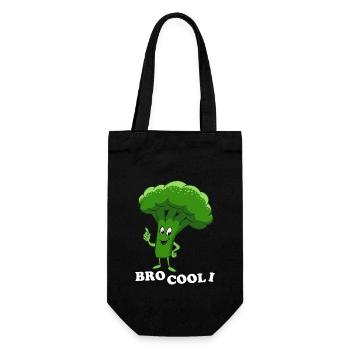 Bro Cool I - Brokkoli, Gemüse, vegetarisch, vegan - Geschenkbeutel für Flaschen - Schwarz - Vorne