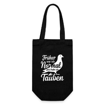 Brieftauben Taubensilhouette lustiger Taubenspruch - Geschenkbeutel für Flaschen - Schwarz - Vorne