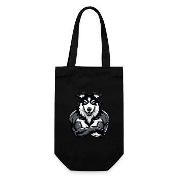 Border Collie Dog Muscles Bodybuilding - Gift Bag for Bottles - black - Front