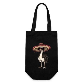 Strauß Comic Lustig Sombrero - Geschenkbeutel für Flaschen - Schwarz - Vorne