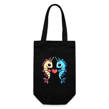 Seahorse Couple Heart - Gift Bag for Bottles - black - Front