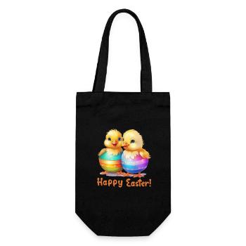 Joyeuses Pâques, Oeuf De Pâques, Poussin, Pâques, Drôle, Mignon - Sac à bouteille - noir - Devant