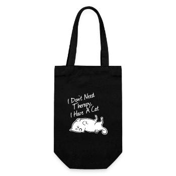 "I don't need therapy, I have a cat", white - Gift Bag for Bottles - black - Front