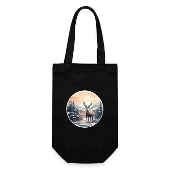 Paysage d’hiver avec des cerfs - Sac à bouteille - noir - Devant