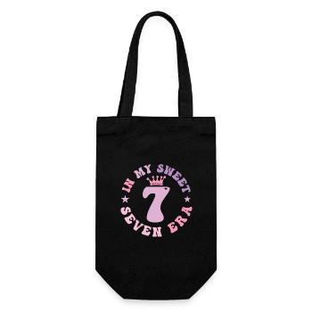 In My Sweet Seven Era 7th Birthday groovy 7th - Gift Bag for Bottles - black - Front